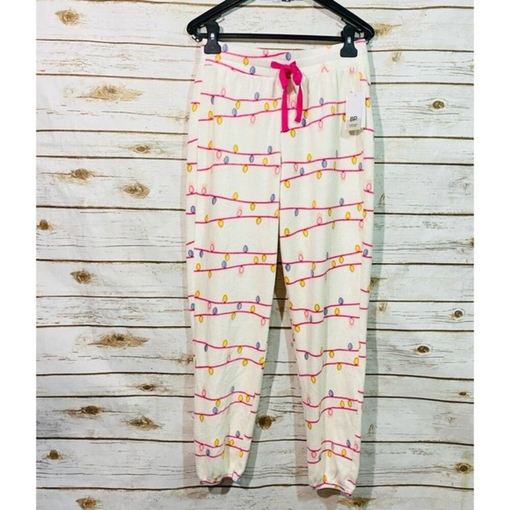 BP. Women's Christmas Lights PJ Pant‎ Size S  Drawstring Closure Stretch Waist